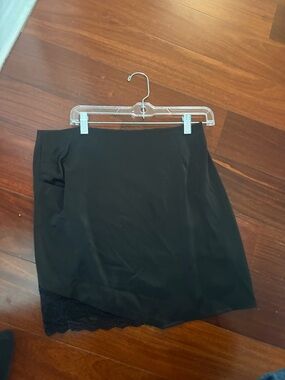 Nasty Gal Black Asymmetrical Mini Skirt with Lace Trim